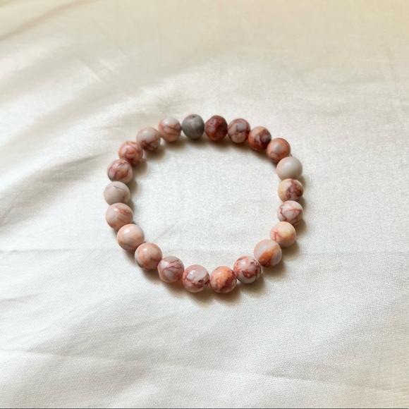 New: 8mm Handmade Red Network Jasper Natural Crystal Bead Bracelet - Picture 1 of 2